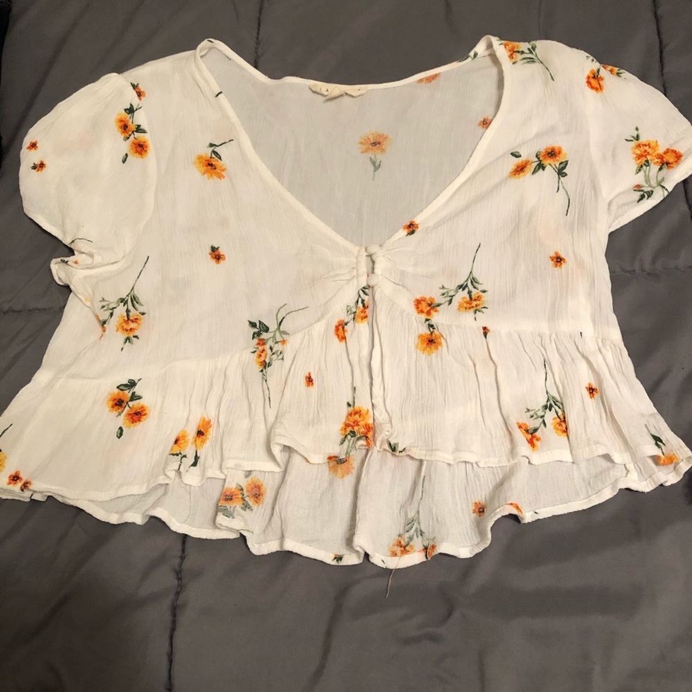 Cropped button up blouse